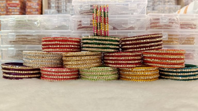 3 LINE GLASS CHURI SHADOW STONE 16 PIECE